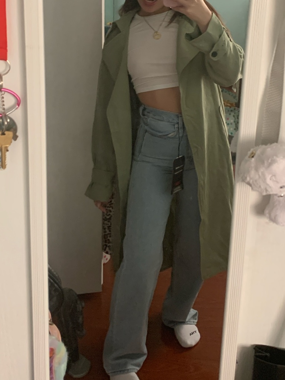 Aritzia Babaton Green Trench Coat